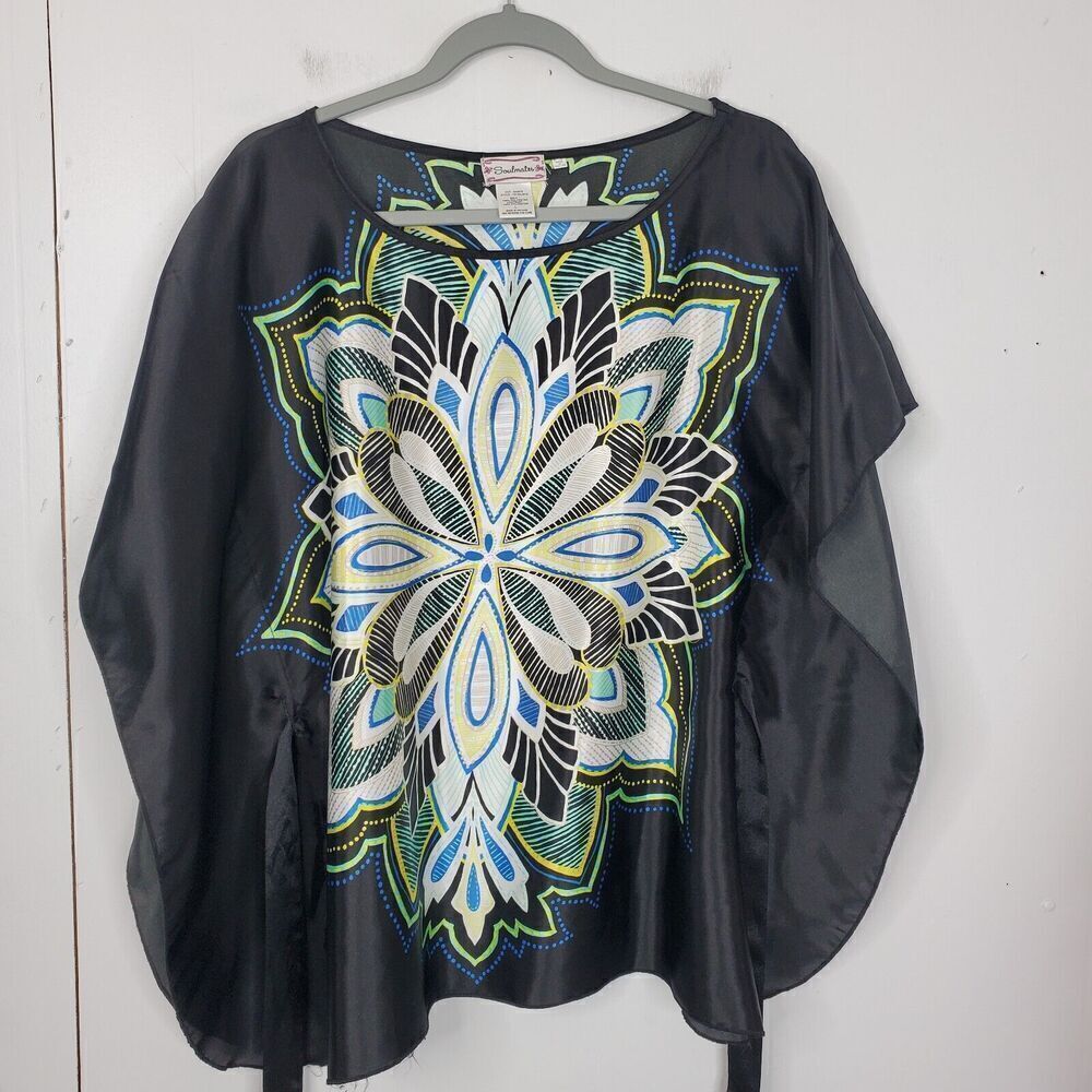 Soulmates Kimono Pullover Satin Lightweight Tie Waist Boho Fairy Womens L